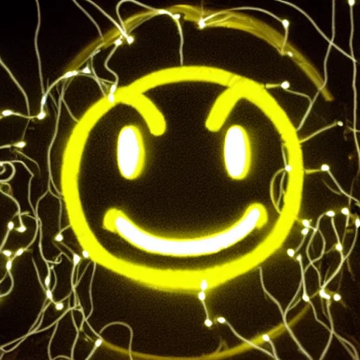 Prompt: smiley face made of electricity