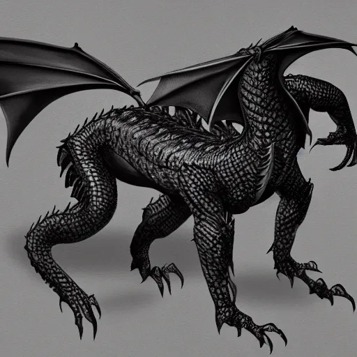 Prompt: western black dragon, realistic, highly detailed, concept art, full body