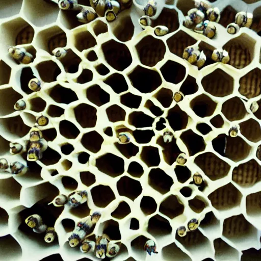 Prompt: honeycomb full of terrified eyes