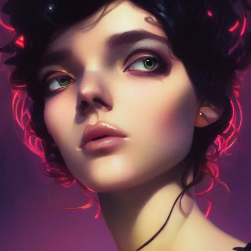 Prompt: surreal beautiful young woman, detailed gorgeous face, sad eyes, vaporwave aesthetic, synthwave , digital painting, artstation, concept art, smooth, sharp focus, illustration, art by artgerm and greg rutkowski and alphonse mucha