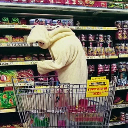 Image similar to et working at grocery store, found footage