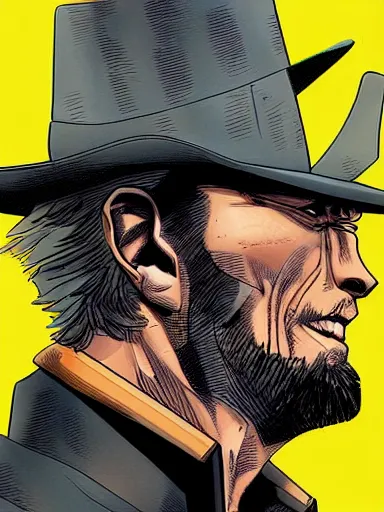 Image similar to clint eastwood as logan by leinil francis yu, detailed, hyper-detailed