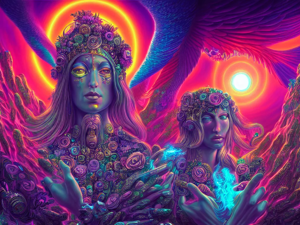 Image similar to a beautiful hyperdetailed painting of divine human spiritual evolution, retrowave fantasy, wallpaper, highly detailed, trending on artstation.