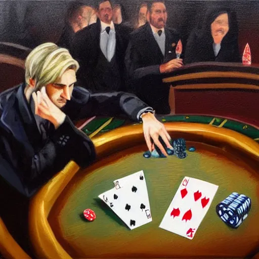 Image similar to xQc gambling , oil painting