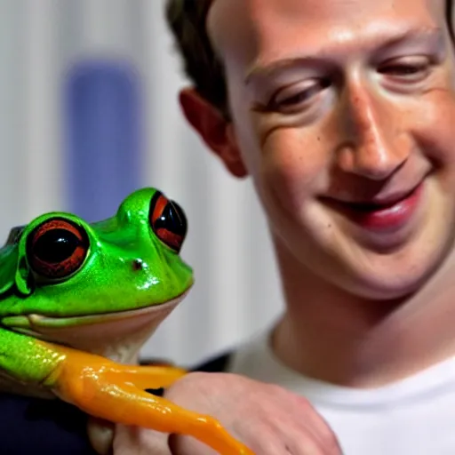 Image similar to mark zuckerberg holding a frog