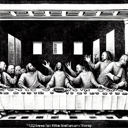 Prompt: aliens in the last supper