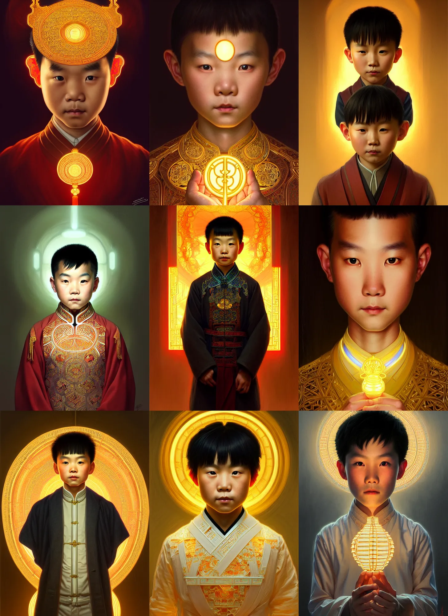 Prompt: symmetry!! portrait of a chinese boy, cottagecore!!, glowing lights!! intricate, elegant, highly detailed, digital painting, artstation, concept art, smooth, sharp focus, illustration, art by artgerm and greg rutkowski and alphonse mucha