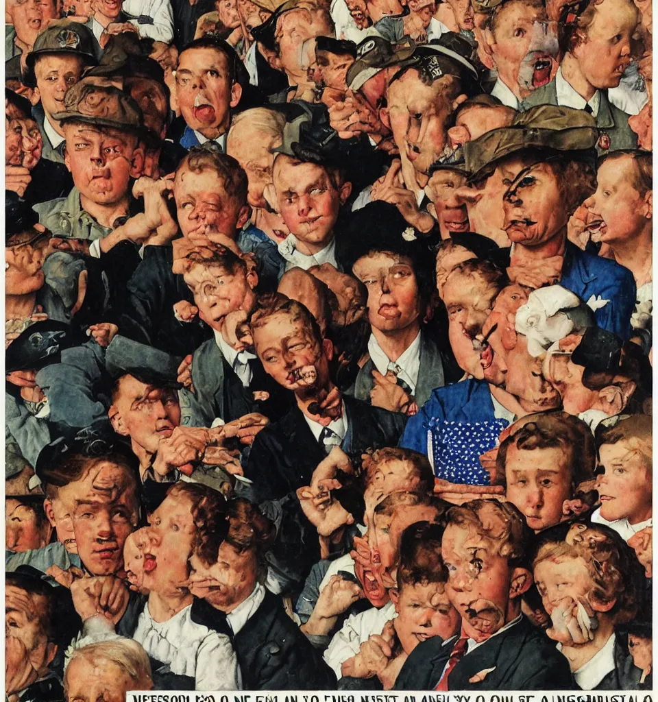 Image similar to a propaganda style poster to ban facebook. in the style of norman rockwell.