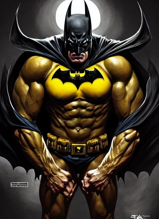 Image similar to portrait of aggressive demonic damned batman, d & d, muscular! athetic slim bodybuilder, yellow and black color scheme, futuristic, sci fi, dynamic pose, fantasy, intricate, elegant, highly detailed, digital painting, artstation, concept art, smooth, sharp focus, illustration, art by artgerm and greg rutkowski and alphonse mucha