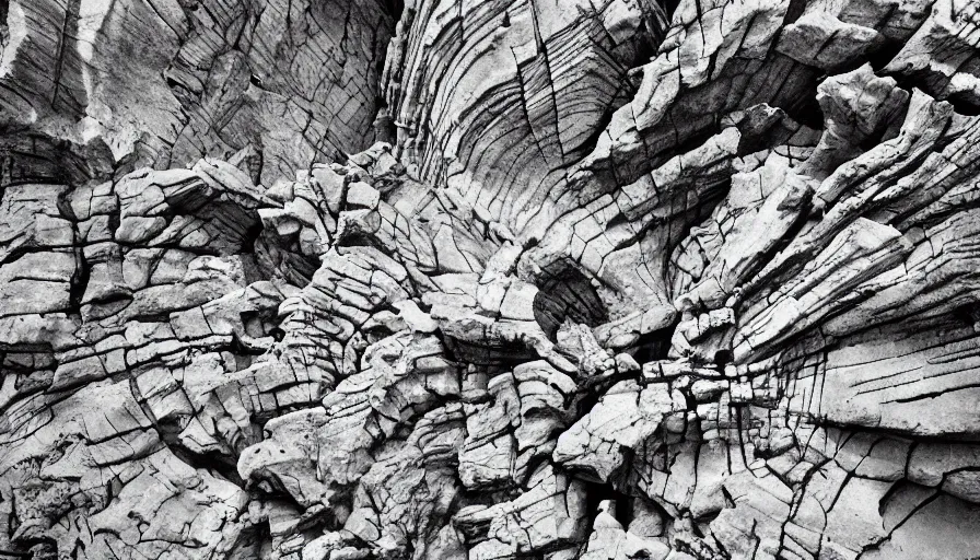 Image similar to petrified forest national park arizona in the style of bernie wrightson geode aesthetic abstract horror black and white