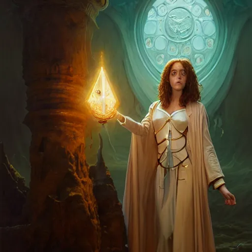 Image similar to hermione granger in latex robe as priestess of cthulhu, studio light, photoreal, by jaime jones, tom bagshaw, lawrence alma - tadema, greg rutkowski, deviantart contest winner, fantasy art, daz 3 d, intricate, elegant, highly detailed, 8 k, digital painting, concept art, sharp focus, illustration, golden ratio,