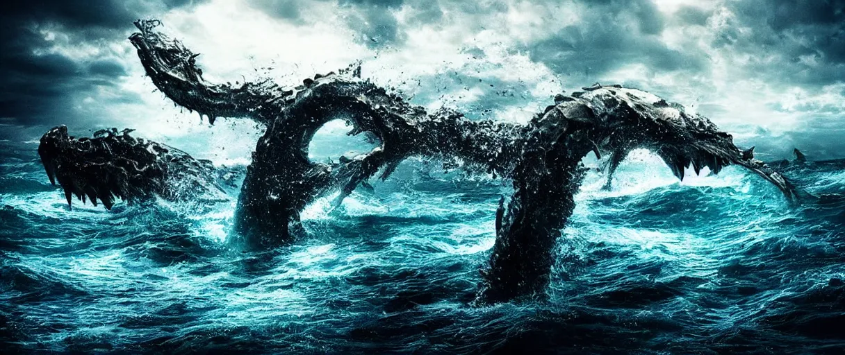 Image similar to ocean monster dramatic lighting cinematic extremely high detail foto realistic cinematic lighting post processed