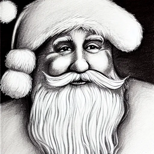 Image similar to a beautiful sketch of santa clause by gabi tozati