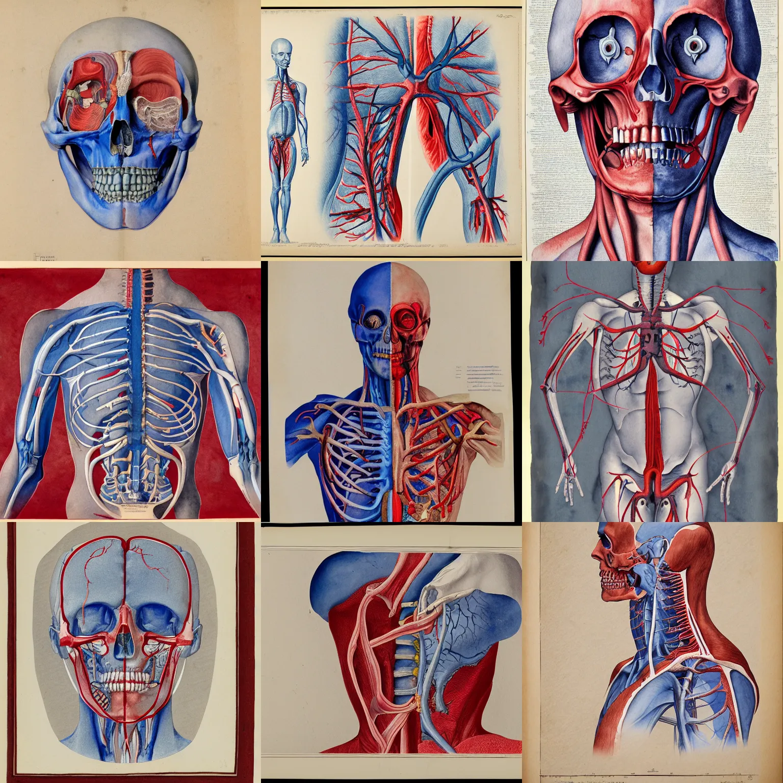 Prompt: detailed anatomical diagram of ghost, watercolor wash over vellum, venetian red, cerulean blue, payne's grey, library of congress, high - resolution scan