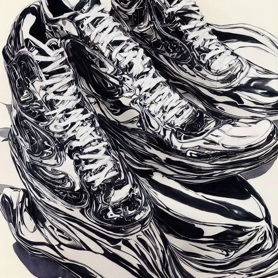 Image similar to futuristic balenciaga sneakers, nft art, highly detailed, hyper realistic, art by todd mcfarlane