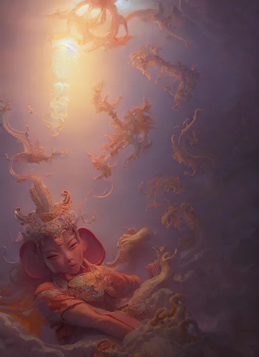 Prompt: subsurface scattering, white, tang dynasty palace, vibrant colors, octane render, jesper ejsing, james jean, justin gerard, tomasz alen kopera, cgsociety, fenghua zhong, makoto shinkai, highly detailed, rim light, art, cinematic lighting, very coherent, hyper realism