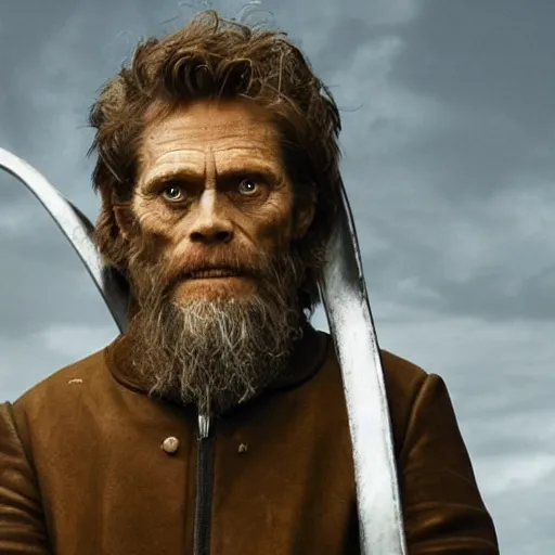 Image similar to willem dafoe in the role of gendalf the grey