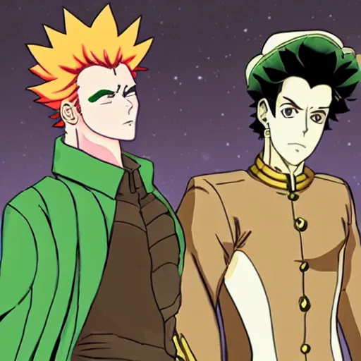 Image similar to Jotaro Kujo hanging out with Noriaki Kakyoin