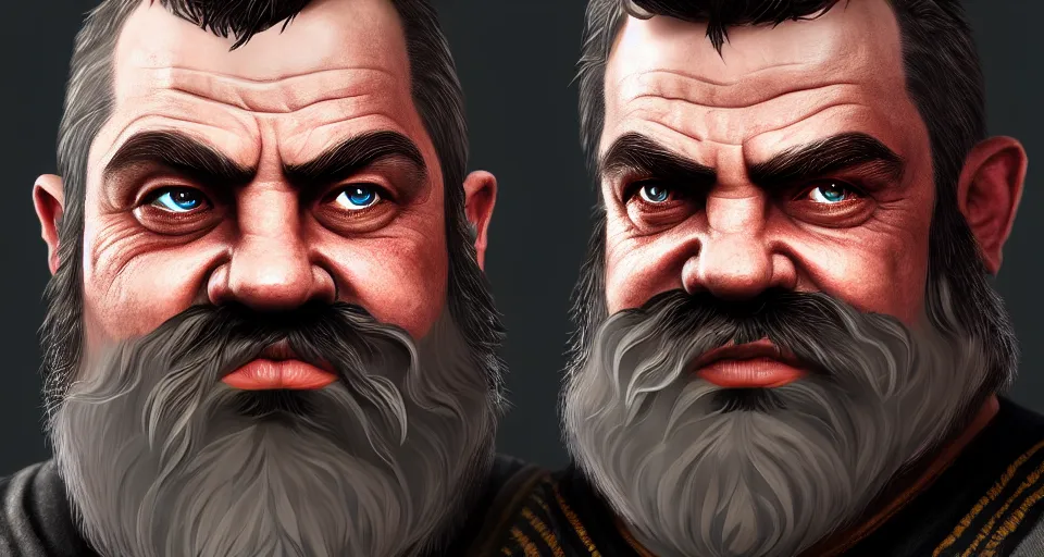 Prompt: highly detailed portrait of a dwarf with a white beard, warcaft, gta v, by aaron morse, 4 k, art, game art