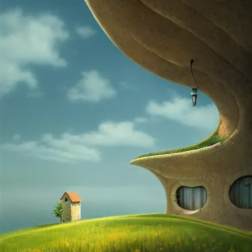 Image similar to an intriguing building in a beautiful landscape by gediminas pranckevicius