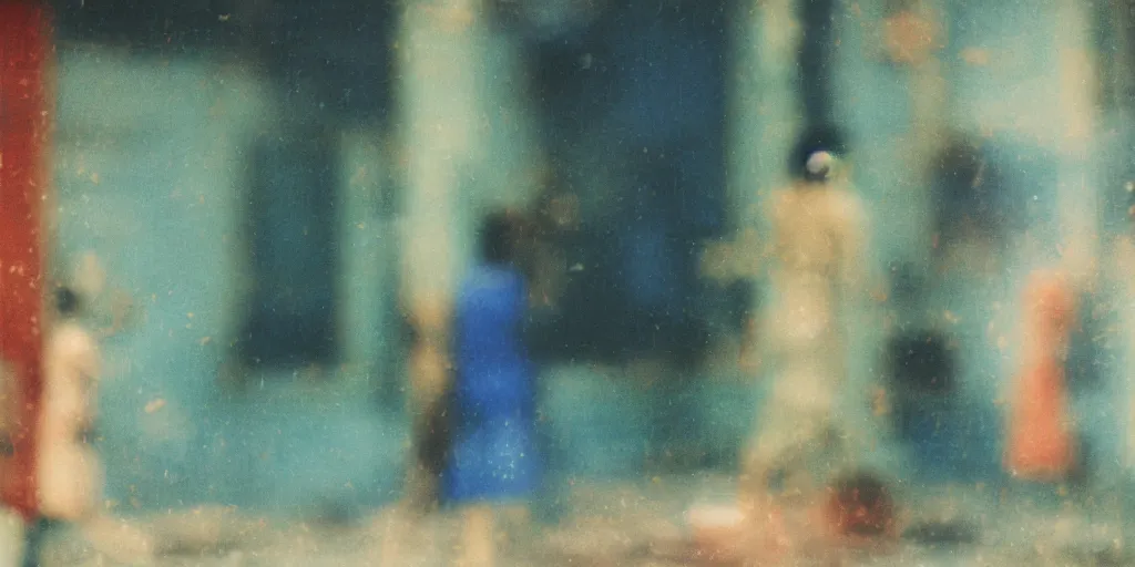 Prompt: ( ( ( ( out of focus ) ) ) ), ( ( ( ( very blurry ) ) ) ) photography by saul leiter and ernst haas in a pompeii court, airforce blue, red, bright pale green