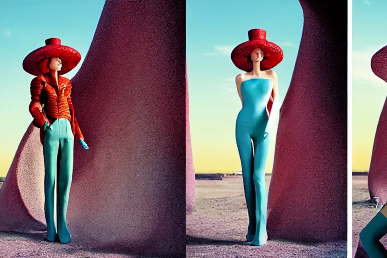 Prompt: fashion editorial photography in a world inspired by jean giraud moebius and geoff darrow