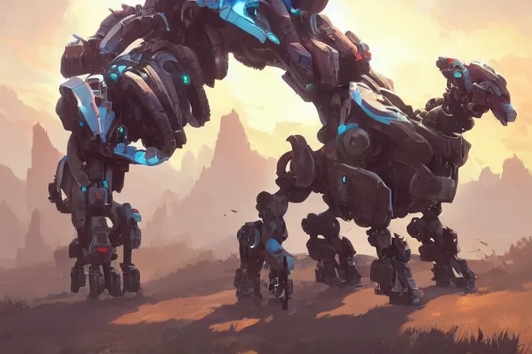 Image similar to scrapper machine mecha animal beast robot of horizon forbidden west horizon zero dawn bioluminiscence, behance hd by jesper ejsing, by rhads, makoto shinkai and lois van baarle, ilya kuvshinov, rossdraws global illumination