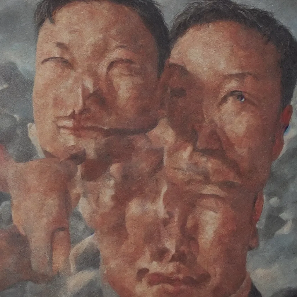 Image similar to ancient mongolian elon musk, close up, cinematic, painting oil on canvas