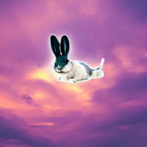 Image similar to a rabbit flying in the clouds