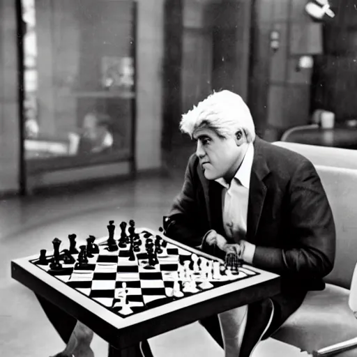 Prompt: jay leno playing chess