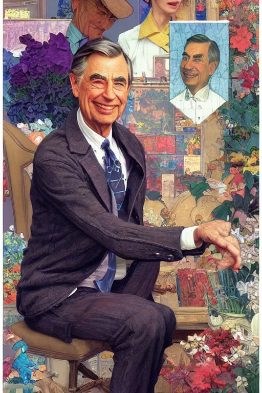 Prompt: mister rogers portrait, intricate, by stanley artgerm lau, greg rutkowski, thomas kindkade, alphonse mucha, loish, norman rockwell