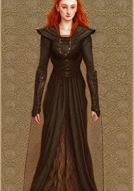 Image similar to sansa, intricate, elegant, highly detailed, digital painting, artstation, concept art, smooth, sharp focus, illustration, pre - raphaelite style