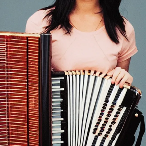Prompt: Vanessa Carlton playing the accordion