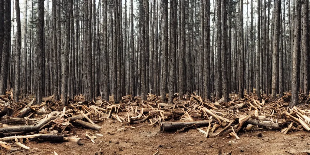 Image similar to photo of a wide clear - cut forest, tree stumps as far as the eye can see, sad, depressing hills, pacific northwest