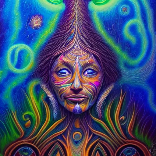 Image similar to ayahuasca visions and healing astral journey in oil painting, trending on artstation, award winning, emotional, highly detailed ethereal surrealist visionary art