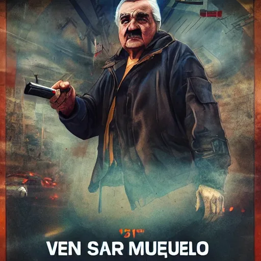 Image similar to poster for an action movie starring jose mujica, movie poster, advertisement, high detail, sharp, digital art, trending on artstation