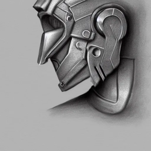 Image similar to close up of a cyberman with half of the mask broken of showing david tennant head pencil sketch cinematic lighting, render, fantasy