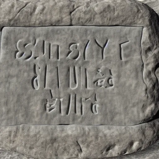 Prompt: stone tablet carved with the ultimate answer to life, the universe and everything, hi def and detailed, 8k, HDR, CG Society