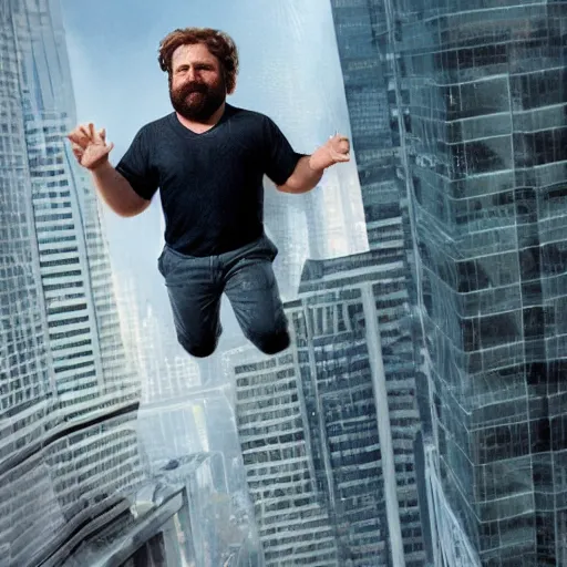 Prompt: hyperrealistic zach galifianakis falling off skyscraper, stunning 3 d render inspired by istvan sandorfi & greg rutkowski & mike judge, perfect symmetry, dim volumetric cinematic lighting, 8 k octane comprehensive render, extremely mega hyper - detailed and lifelike attributes & atmosphere, intricate, realistic flesh texture, masterpiece, artstation, stunning,