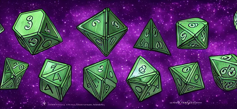 Image similar to planets shaped like polyhedral dice, digital art, extreme detail