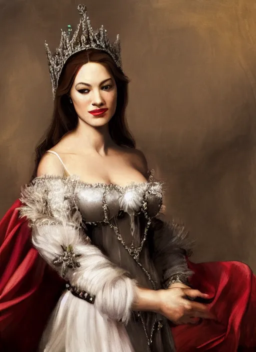 Prompt: a painting of sophia vergara as the queen, by Kat Dennings, Titian, WLOP, Caravaggio, 4k, artstation