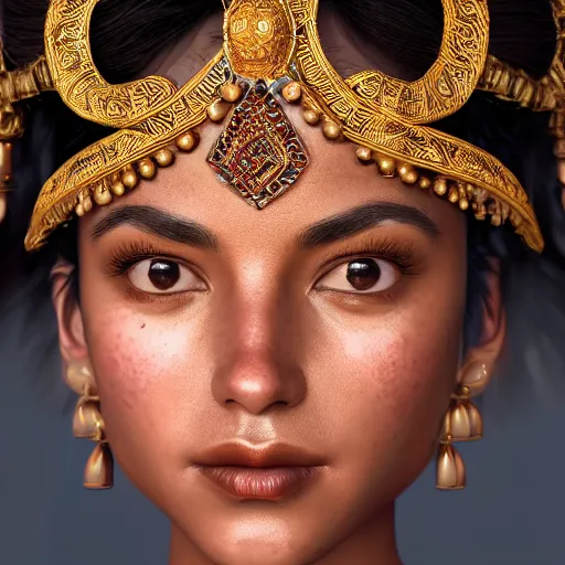 Image similar to portrait of wonderful incan princess zia with tanned skin, ornate 8 k gorgeous intricate detailed, accent lighting, dramatic light, octane render