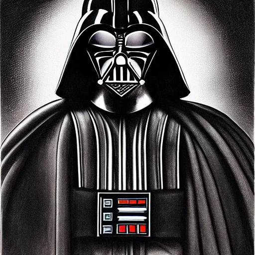 Image similar to darth vader by H. R Giger