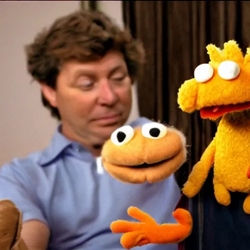 Prompt: garfield the cat as a muppet, puppetry