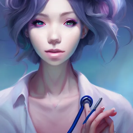 Image similar to a portrait of a beautiful nurse, art by lois van baarle and loish and ross tran and rossdraws and sam yang and samdoesarts and artgerm and saruei, digital art, highly detailed, intricate, sharp focus, Trending on Artstation HQ, deviantart, unreal engine 5, 4K UHD image