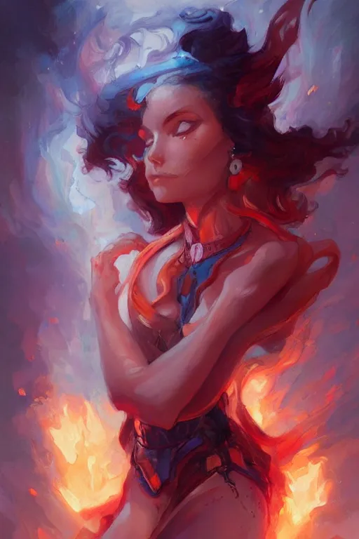 Image similar to fire and ice, portrait, wlop, peter mohrbacher, artgerm