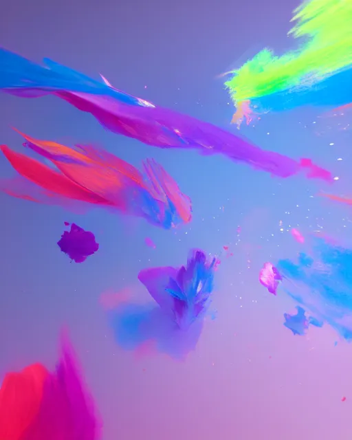 Prompt: color pigments spread out in air, look like dancing, dream, unreal 5, trending on artstation