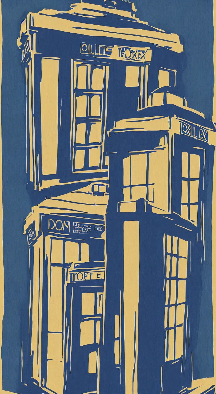 Prompt: the doctor and the TARDIS in an art deco style