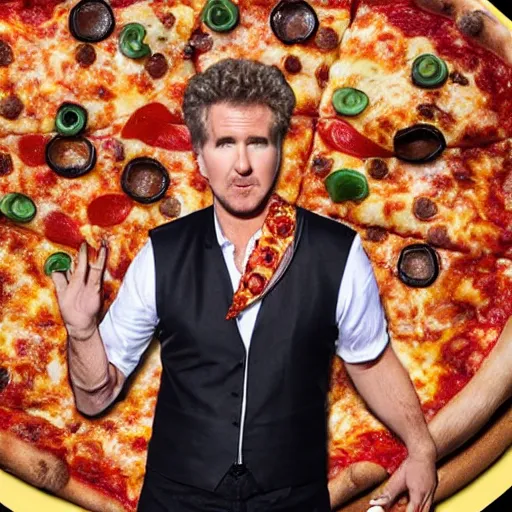 Prompt: will farrell wearing pizza costume - n 8