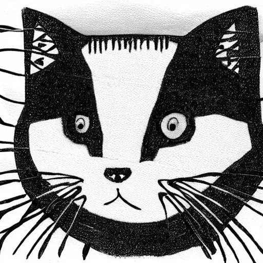 Image similar to a black and white cat in the style of pendleton ward